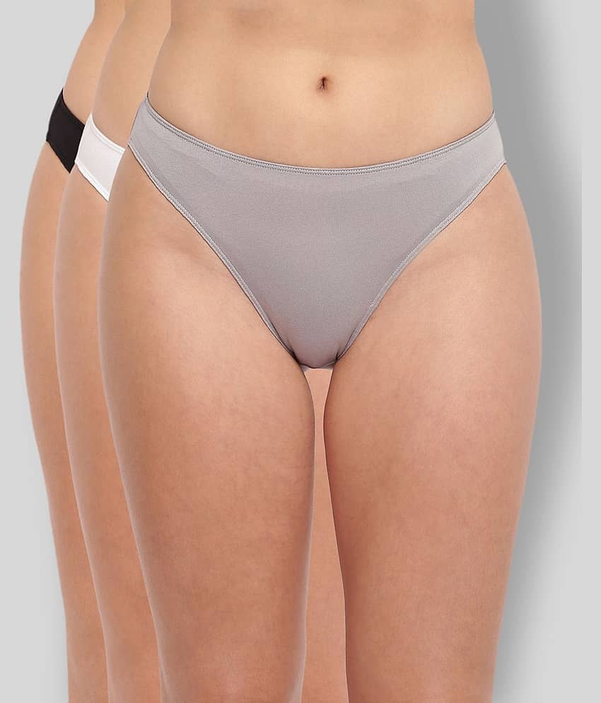 BASIICS By La Intimo Pack of 3 Cotton Lycra Solid Women's Briefs ( Multi Color )