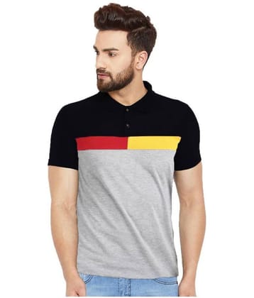 Leotude Pack of 1 Cotton Blend Regular Fit Colorblock Half Sleeves Men's Polo T Shirt ( Grey )