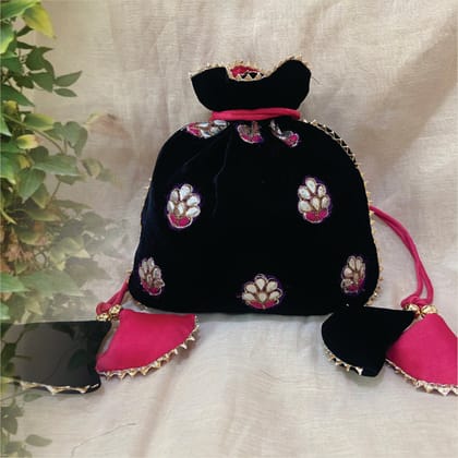 Velvet Potli with embroidery