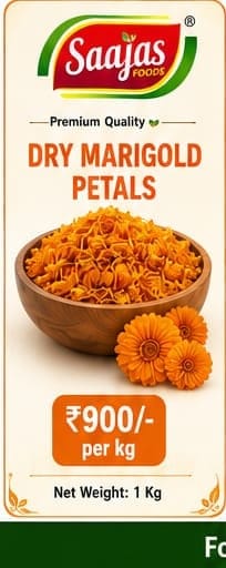 Saajas Foods Dry Marigold Petals (1kg) | Natural Floral Ingredient | Culinary & Decorative Use