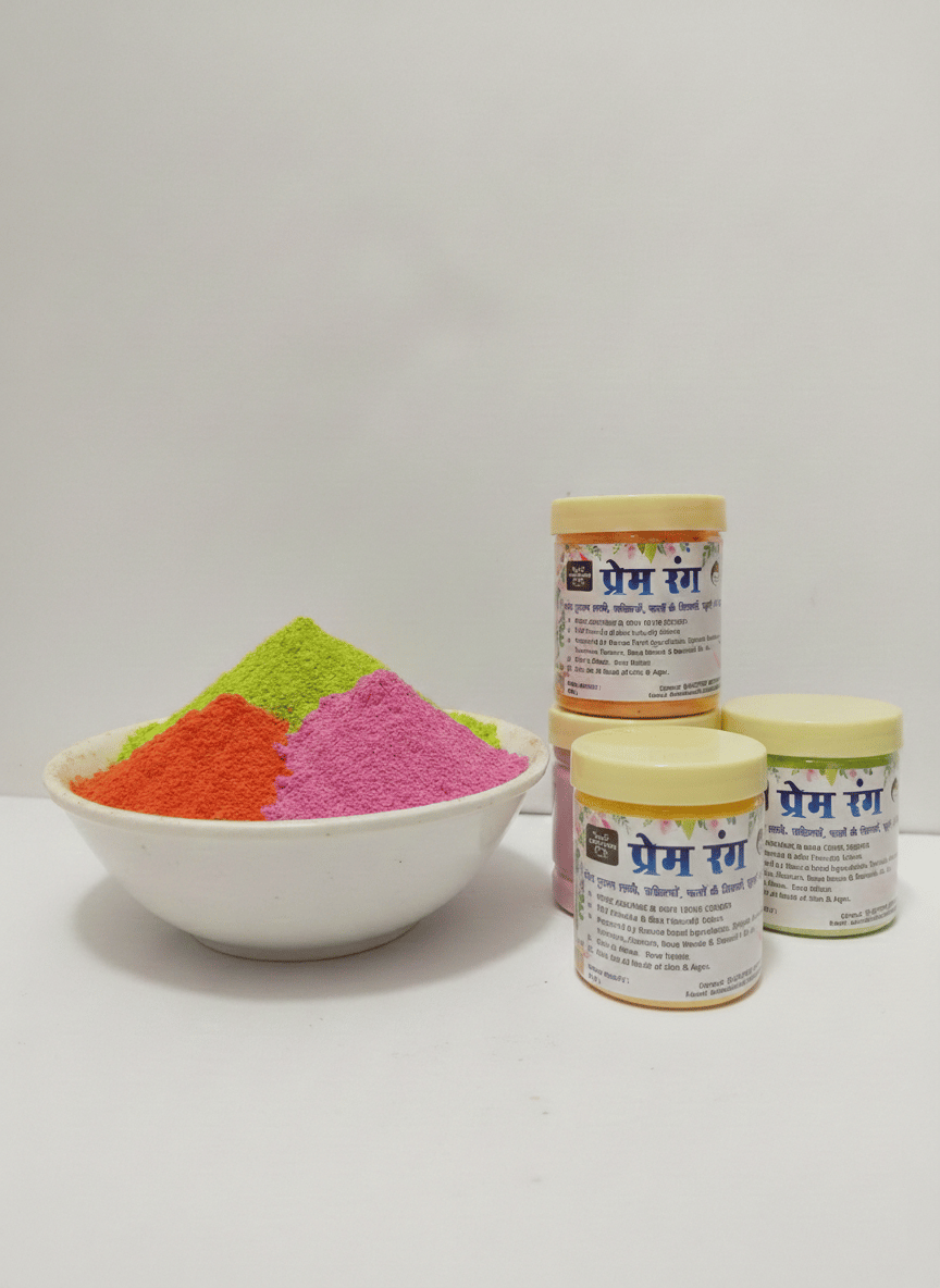 Swadisht Sanjeevani Handmade Organic Green Pink Yellow Kesari Orange Gulal Combo Pack 4 x 100 gm