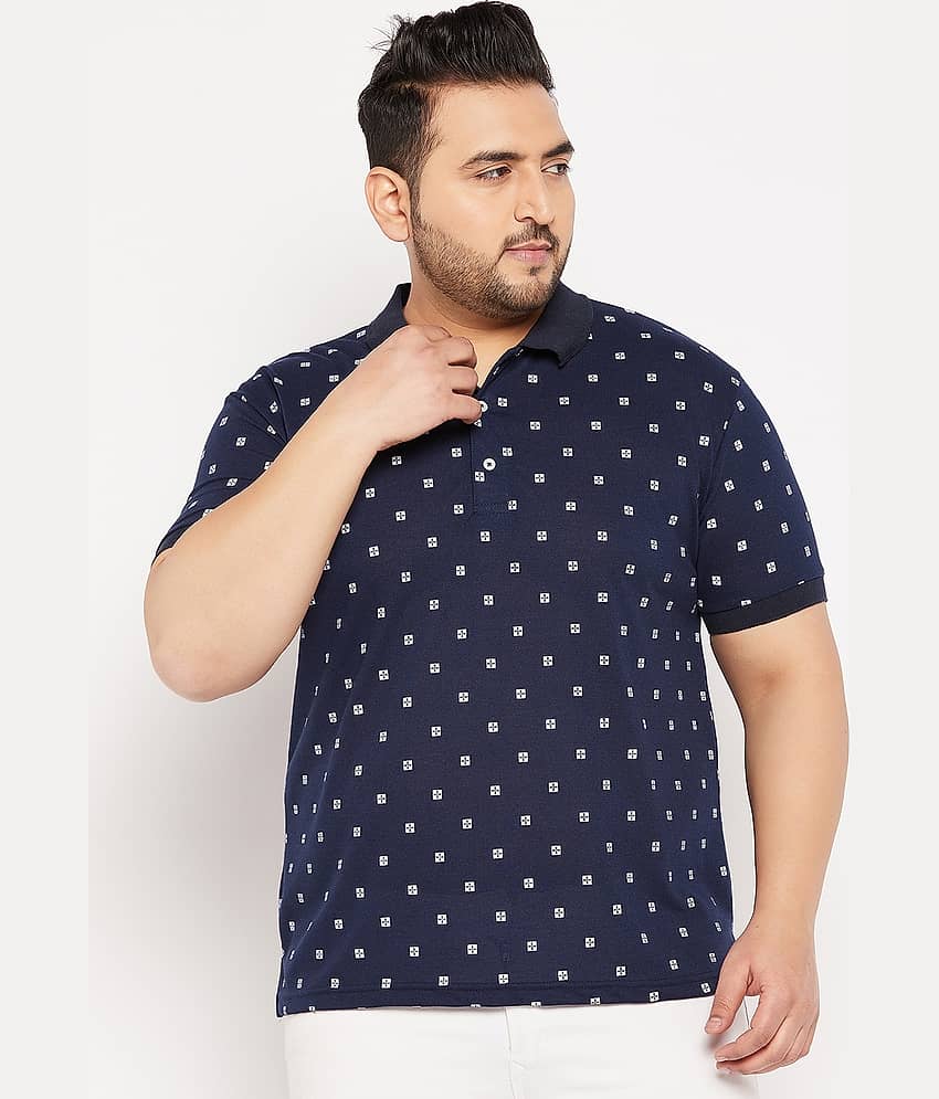 The Million Club Pack of 1 Cotton Blend Regular Fit Printed Half Sleeves Men's Polo T Shirt ( Teal Blue )
