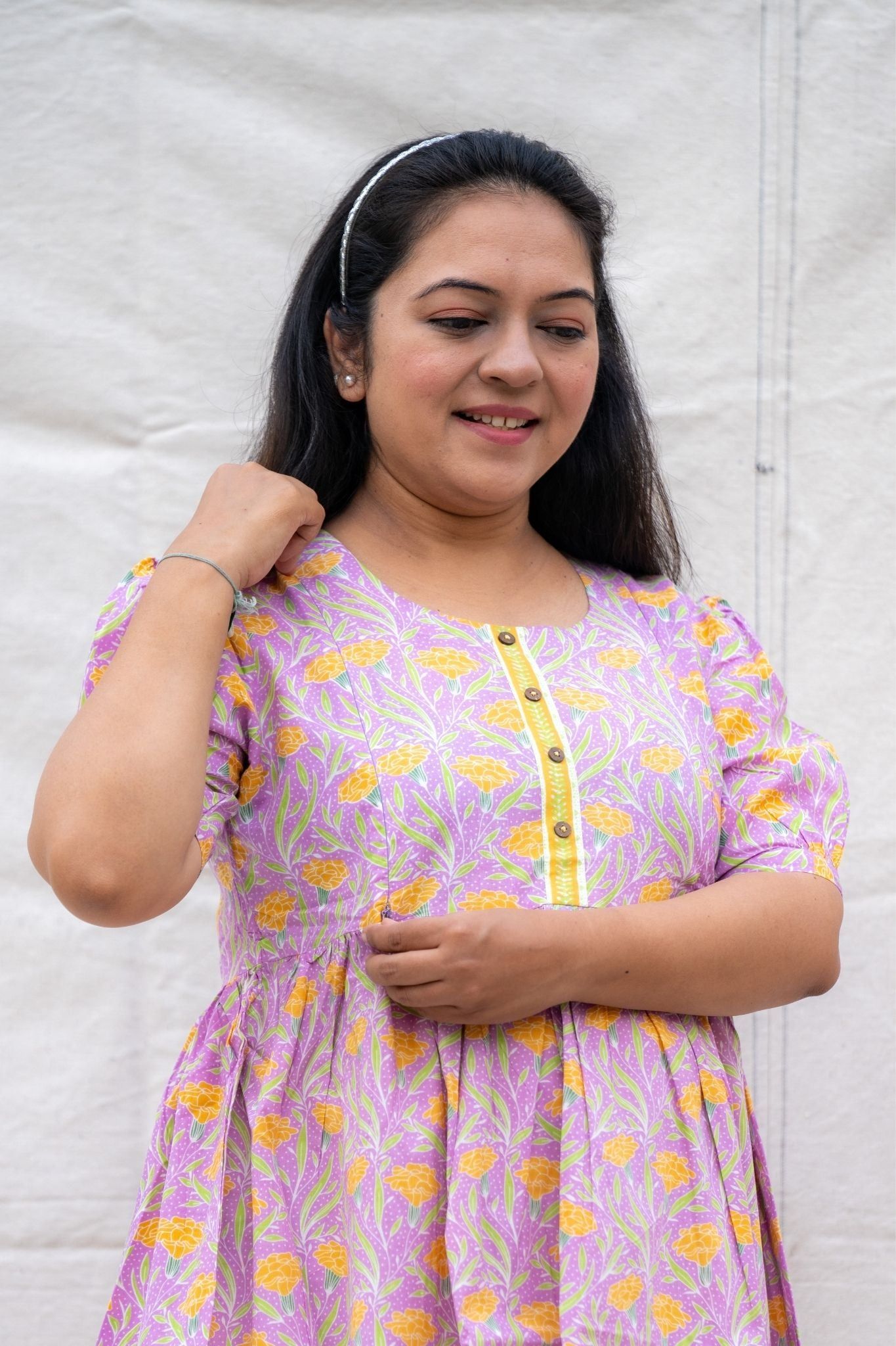 Titli Light Purple Maternity and  Nursing Cotton Lounge Wear Set-S