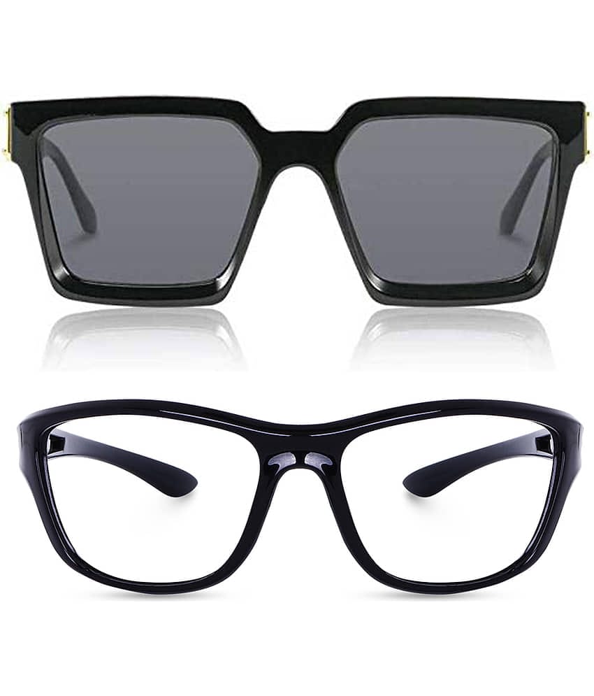 Kanny Devis - Black Rectangular Sunglasses ( Pack of 2 )