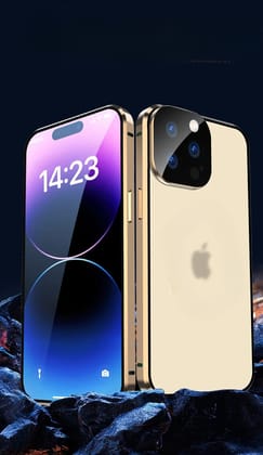 Metallic Gold Plated 360 Degrees Protection Transparent Glass Cover (with Both sides Glass)-iPhone 15 Plus