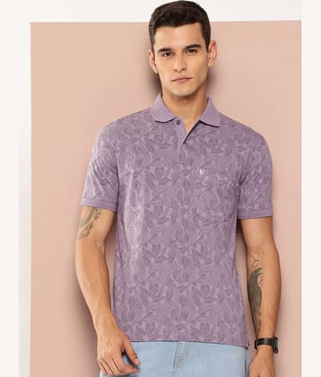 UNIBERRY Men Cotton Blend Regular Fit Printed Polo T Shirt ( Lavender )