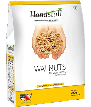 Handsfull California Premium Halves Walnuts Kernels 200g | Walnuts Dry Fruits | Organic Walnuts | Kashmiri Walnuts Kernels for Snacking & Baking