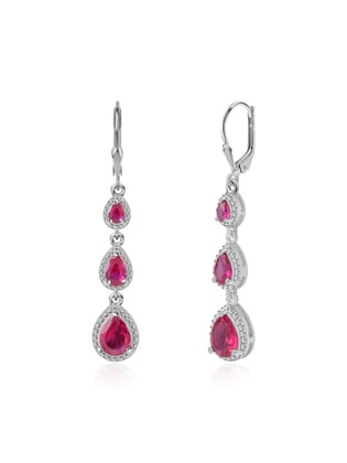 Rubina Silver Ruby Earrings For Women