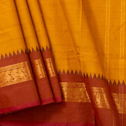 Yellow Kanchi Cotton Saree Ganga Jamuna Border PV MM KC 124