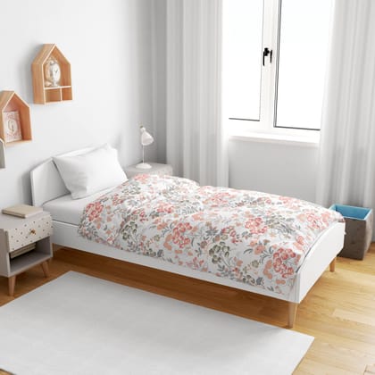 Cream Multicolor 144 TC 100% Cotton Floral Pattern Baby Single Bed AC Blanket Dohar for Kids-Kids / Cream Multicolor / KTB-EM_4001