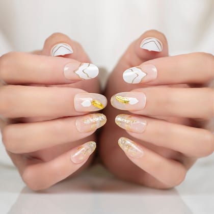 SMOOKY Reusable - 24 Pcs press on nails kit -Feather Pink