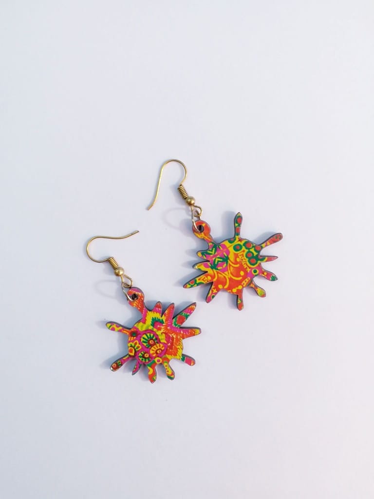 Artwork Wooden Earrings - Splash shape earrings in assorted Artworks