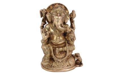 Arihant Craft� Hindu God Ganesha Idol Hand Craft Showpiece � 16.3 cm (Brass, Gold) Arihant Craft� Hindu God Ganesha Idol Hand Craft Showpiece � 16.3 cm (Brass, Gold)