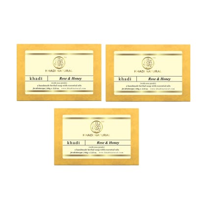 Khadi Natural Rose & Honey With Rose Petals Soap Combo Pack Of 3 – 100gm Each Khadi Natural Rose & Honey With Rose Petals Soap Combo Pack Of 3 – 100gm Each