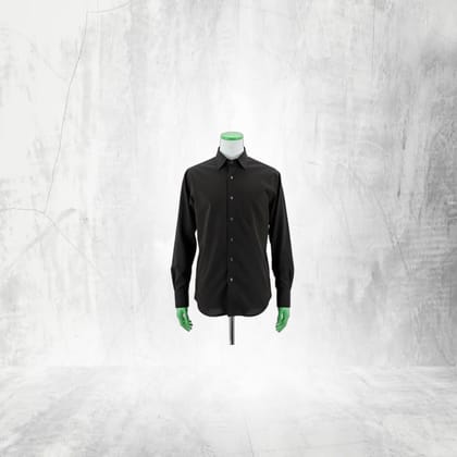 Men's Solid Black Cotton Casual Shirt | Breathable & Versatile | Everyday Wear