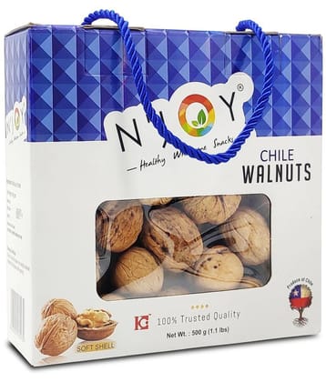 Njoy Chile Inshell Walnut 500 g | Walnuts Dry Fruits | Walnuts | Fresh Walnuts and with shell for Snacking & Baking