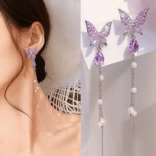 Purple Colour Trending Korean-Style Earrings