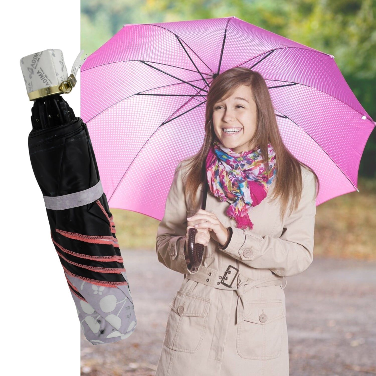 2 Fold Sun Protective Solid Foldable Outdoor Umbrella,&nbsp;Portable Sun,&nbsp;UV Protection Lightweight&nbsp;Rain Umbrella With Umbrella Case&nbsp;For Girls, Women, Men, Boys