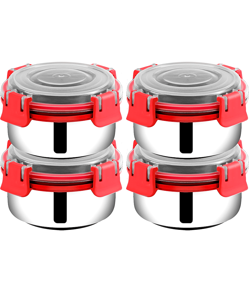 BOWLMAN Steel Orange Food Container ( Set of 4 )