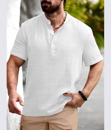 WEBRIC Cotton Blend Regular Fit Self Design Half Sleeves Men's Casual Shirt - White ( Pack of 1 )