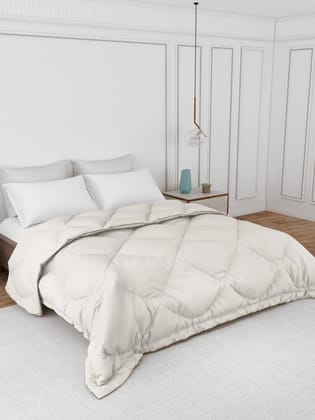 Casper Comforter 300 GSM - Pure Virgin Microfiber, Insulating & Thermal Comfort, Ideal for Winter, with Carry Bag & Contrast Piping (Ivory)-Double (224CM X 274CM)