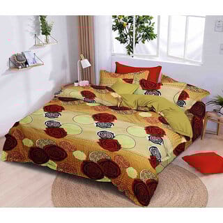 BLACK BEE  Bedsheet with multi checks  floral print double bedsheet with 2 Pillow Covers (208 X 213 cm)(BS4-06)