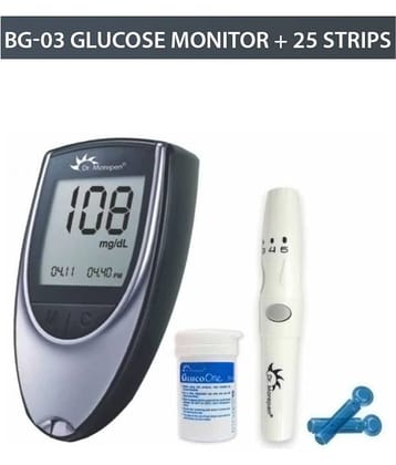 Dr. Morepen Glucose Monitor BG03 With Free 25 Sugar Test Strips & 10 Lancets