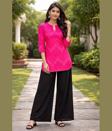 Mahek Fashion Women Printed Tunic With Palazzos Co-Ord Set ( Pink )