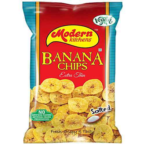 Modern Kitchens Banana Chips - Salted, Vegan, Extra Thin, Fresh, Crispy, No Preservatives, 160 g