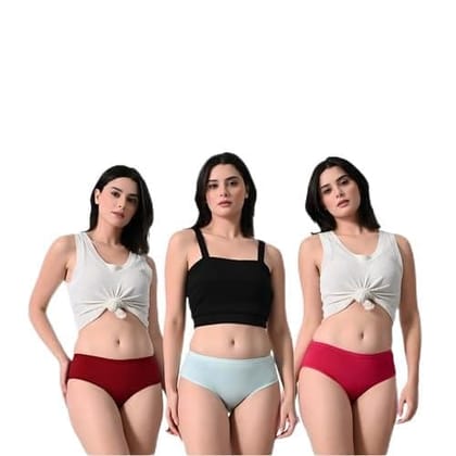 FAIROSTORE Women's Cotton Panties Comfortable Solid Panties Multicolor (XXL 100 cm) Panties Pack of 3