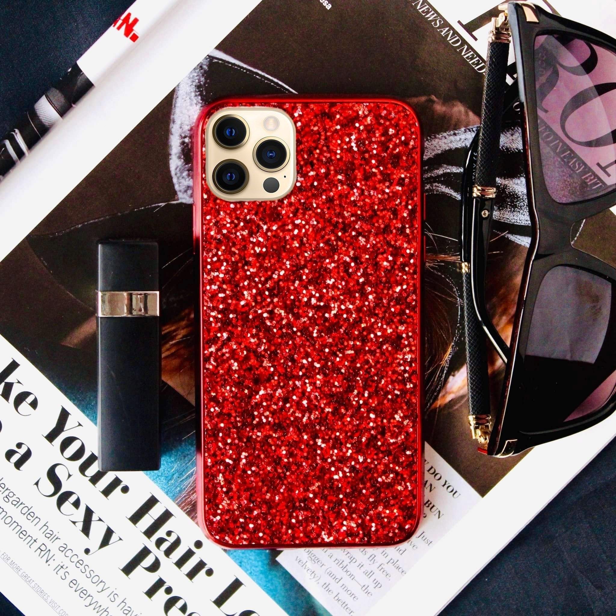 Red Glitter Bling Sequin Cover-iPhone 14 Pro