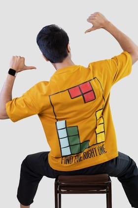 Mustard Tetris Threads Drop Shoulder Tee-M
