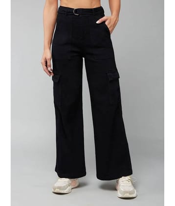 Dolce Crudo - Black Denim Wide Leg Women's Jeans ( Pack of 1 )