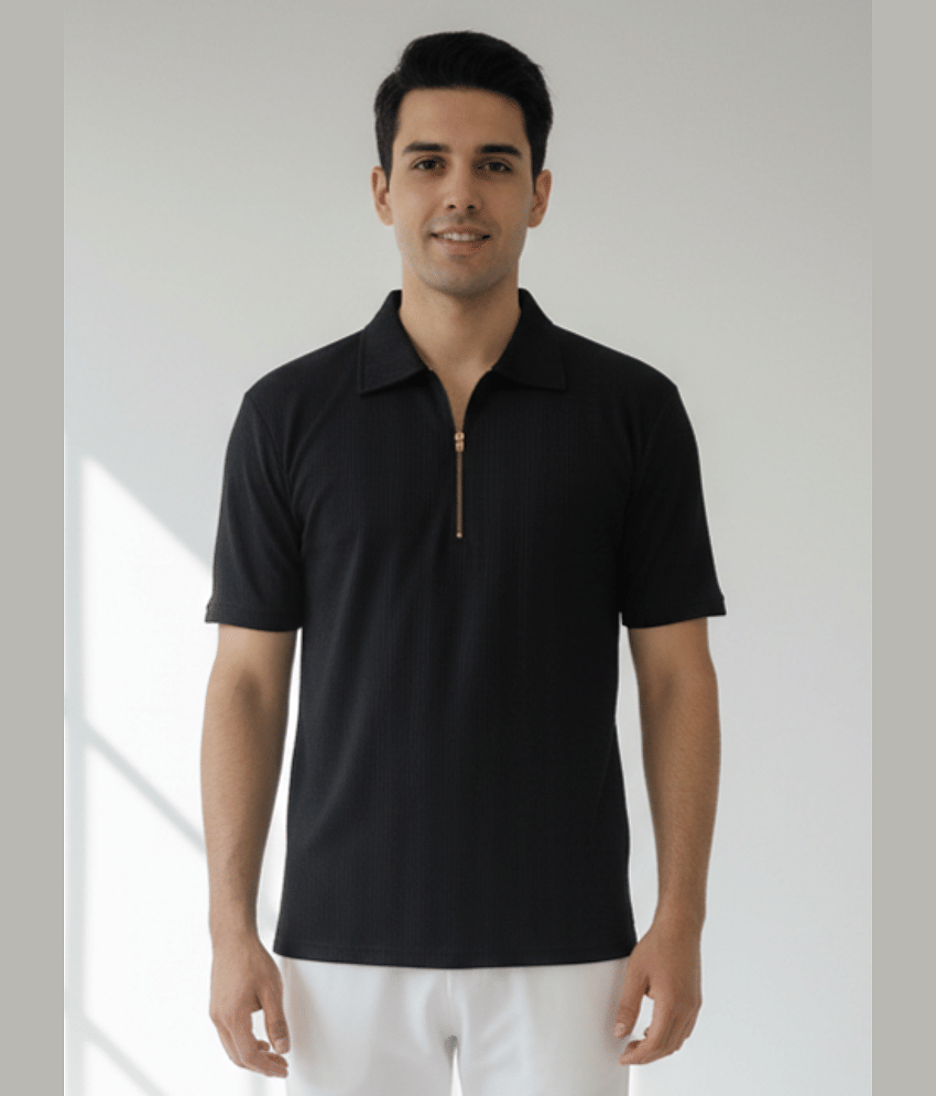 Dollar Men Cotton Blend Regular Fit Solid Polo T Shirt ( Navy )