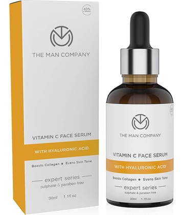 The Man Company 40% Vitamin C Face Serum With Hyaluronic Acid | Boosts Collagen | Glowing & Brightening Skin | 30ml