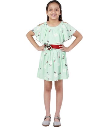 Kids Cave Rayon A-line For Girls ( Pack of 1 , Light Green )