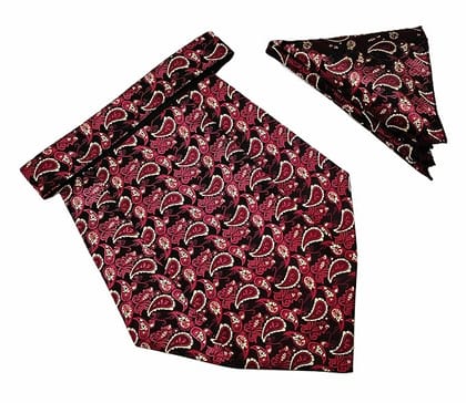 VOICI France Mens Paisley Cravat ascot NeckTie Pocket Square Microfiber Fabric Free Size-Wine Gold VOICI France Mens Paisley Cravat ascot NeckTie Pocket Square Microfiber Fabric Free Size-Wine Gold