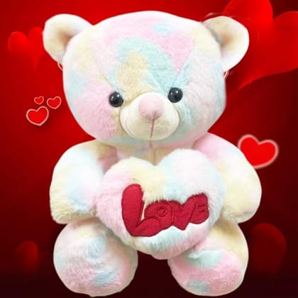 PlayMagic Rainbow Teddy with Heart - 33 cm PlayMagic Rainbow Teddy with Heart - 33 cm
