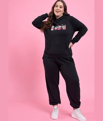 AUSTIVO Women Printed Sweatshirt With Joggers Co-Ord Set ( Black )