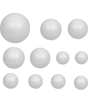 PRANSUNITA 11 Pcs Craft Styrofoam White Smooth Balls for Arts & Crafts, DIY Crafts Making, Ornaments Decoration, School Projects, Solar System models – ( 3 different sizes )