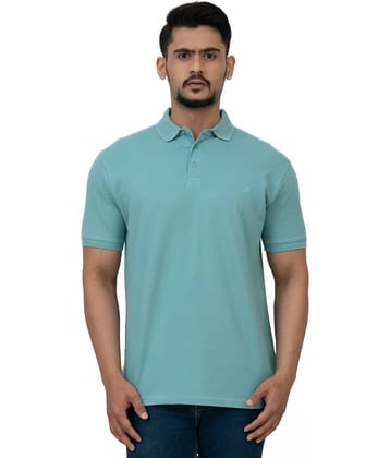 Cotstyle Pack of 1 Cotton Blend Regular Fit Solid Half Sleeves Men's Polo T Shirt ( Blue )