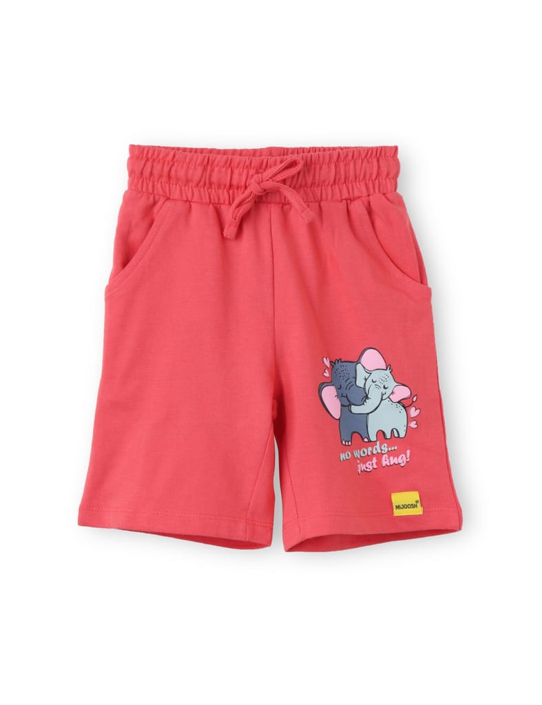 Luxurious Kids Girls Shorts Cotton French Terry Hibiscus Red Cute Couple Elephant 2025 at ShopCi