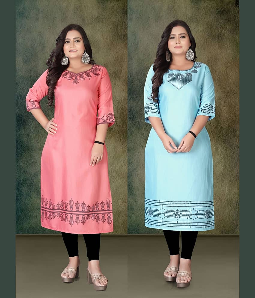 Hetsa Women Rayon Printed A-line Kurti ( Multicolor )