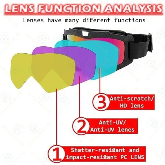 Motorcycle Goggle mask Anti Scratch UV Protective Face Mask,[with peck 1] 3 in 1 bottle cleaning brush Bike Riding Goggles Adjustable Elastic Strap Goggles Mask for Helmet (Yellow Visor)