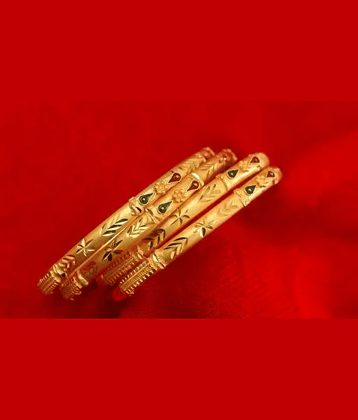 Lily Gold Bangle Set ( Pack of 2 )