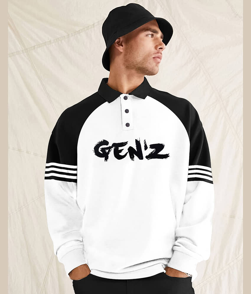 Eyebogler Pack of 1 Cotton Blend Oversized Fit Printed Full Sleeves Men's Polo T Shirt ( Multicolor )