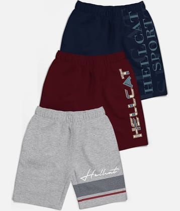 HELLCAT Pack of 3 Cotton Blend Shorts For Boys ( Multi Color )