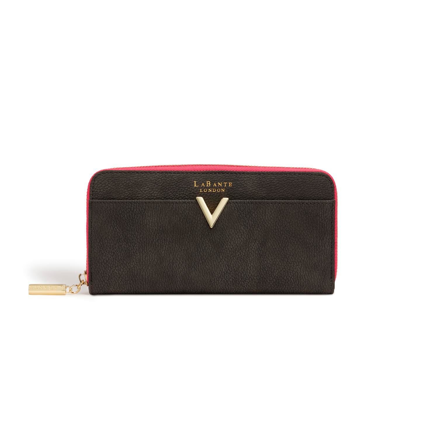 LaBante London Kindness Dark Grey/Pink Zip Wallet