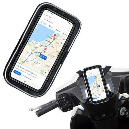 Pivalo 7 Inch Mobile Phone Holder Water Resistant Bike Scooty Motorcycle Pouch Anti Shake Stable Mount with Firm Grip Secure Hold for Maps & GPS Navigation (Pack of 1) Pivalo 7 Inch Mobile Phone Holder Water Resistant Bike Scooty Motorcycle Pouch Anti Sh