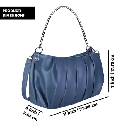 Blue Designer Faux Leather Handbag For Women And Girls HB28